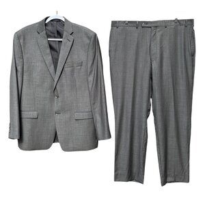 Calvin Klein Gray Men's Two-Piece Suit - Notch Lapel Jacket & Flat-Front Pants